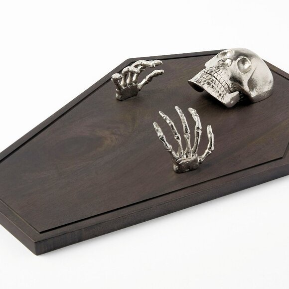 RARE Pottery Barn Halloween Skeleton Wood Cheeseboard NIB - Picture 2 of 6